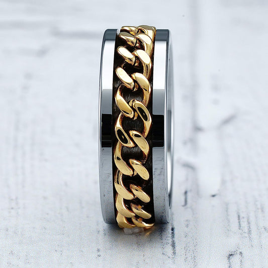 Sliver Gold Stainless Steel Circle Spinner Premium Quality Men’s Ring 50240