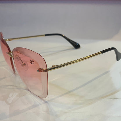 CUG Frameless Golden Black Stick Pink Shade Unisex Sunglass 6856 65 14-135