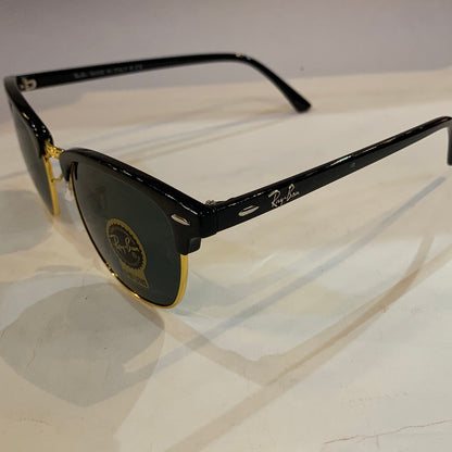YAR RB Glossy Black Golden Frame Black Shade Unisex Sunglass RB3016 51 21 145