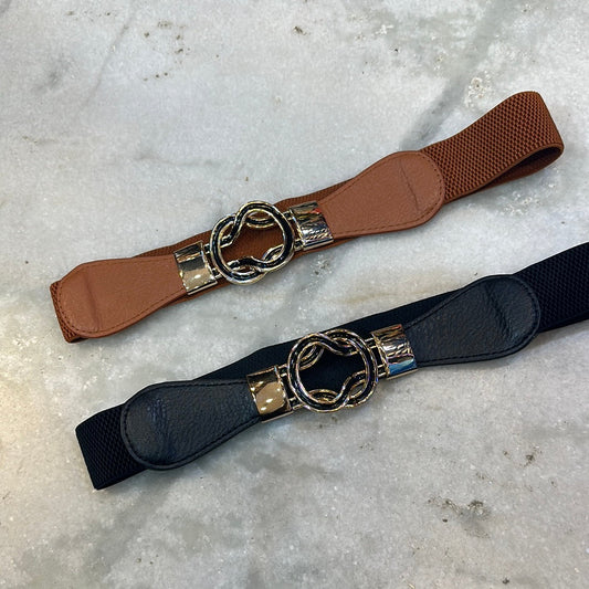 Fancy Belt Gold Black Buckle Design Women Belt 1609