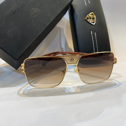 Gold Frame Brown Woody Stick Brown Shade Unisex Branded Sunglasses Z2220 53 18-140