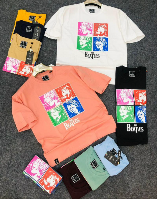 Maroon Colour Printed BJC  TShirt  Beatles