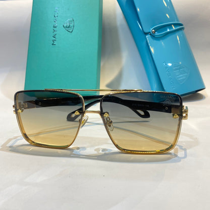 YAM Gold Frame Brown Shade Unisex Branded Sunglasses 2172 62 15-148