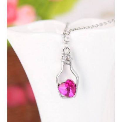 Pink Bottle Heart Shaped Pendant