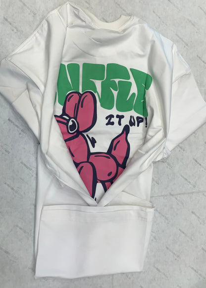 MH White Color With Back Print Lycra Fabric Tshirt 780118