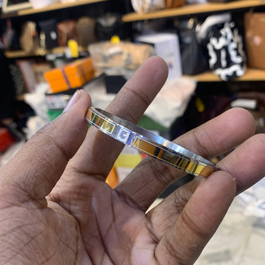 Sliver Gold Color With Diamond Studded Style Kada Bracelet 502405