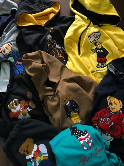 RL LOP POL Teal Colour Hoodie Teddy Bear Man Unisex  9152