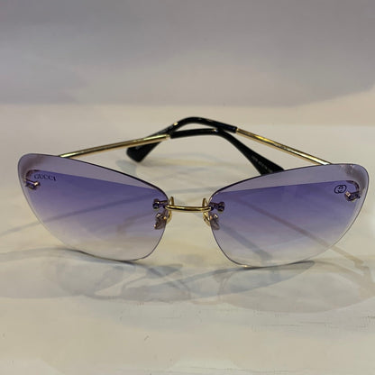 CUG Frameless Golden Black Stick Purple Shade Unisex Sunglass 6856 65 14-135