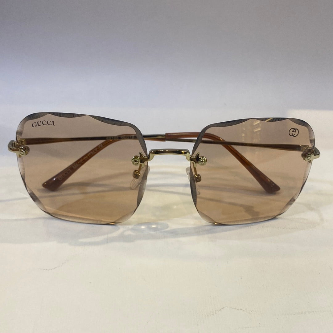CUG Frameless Golden Brown Stick Brown Shade Sunglass 68108 59 18-141