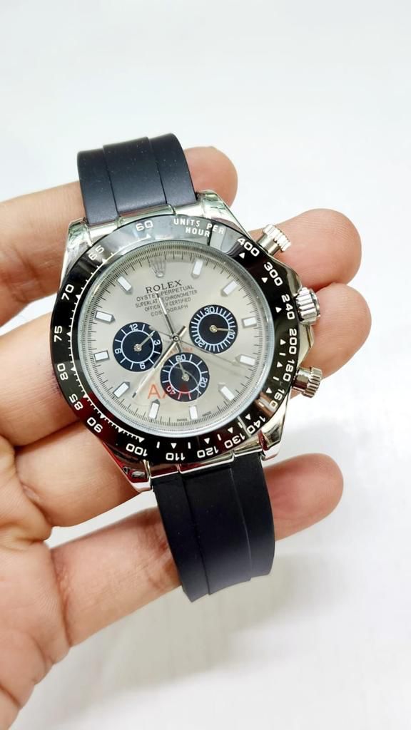 LOR Black Silicon Strap Silver Dial Black Ring Automatic Men Watch