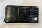 EUG Black Colour With Big Logo Crocodile Print Genuine Leather Ladies Clutch 074399