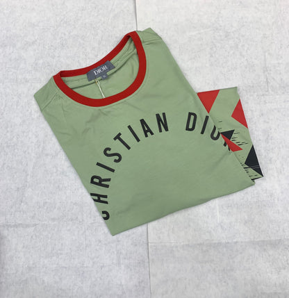 OID Green Colour With Front Print Round Tshirt 50219