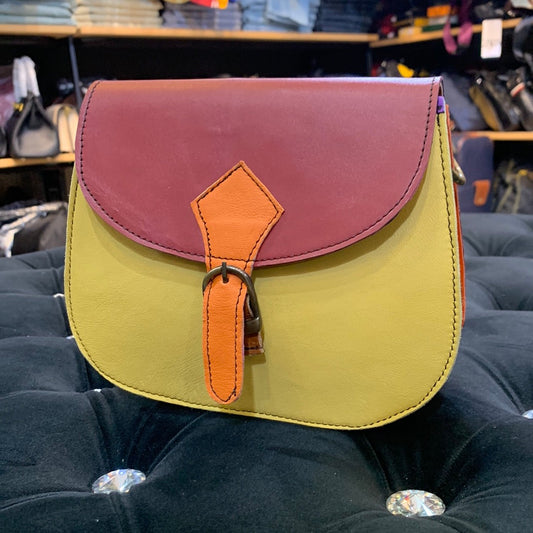 Yellow Orange Red Multi Colour Genuine Leather Heavy Quality Ladies Bag 3204