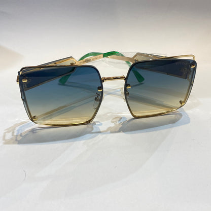 LVB Gold Frame Yellow Blue Shade Unisex Branded Sunglasses 553 58 18-145
