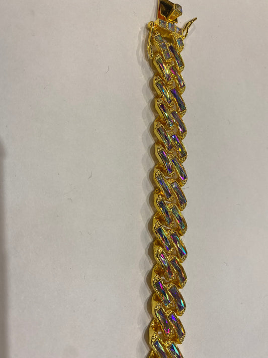 Gold Colour With Multi Colour Diamond Studded Bracelet 400825