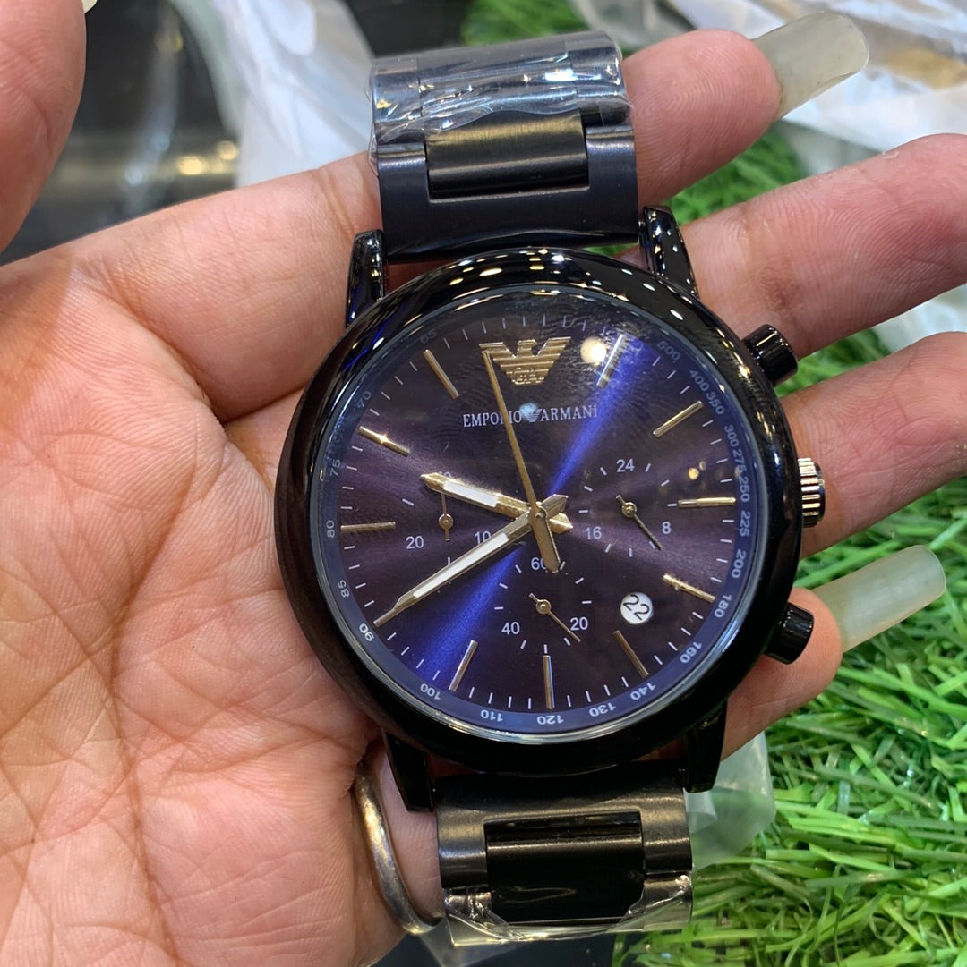 Mra Black Chain Blue Dial Chrono Working Men Watch