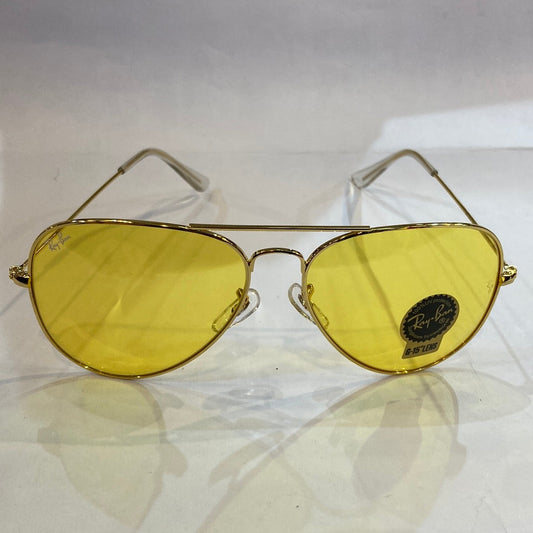 YAR RB Gold Frame Yellow Shade Unisex Aviator Sunglass RB 3026 62 14-135