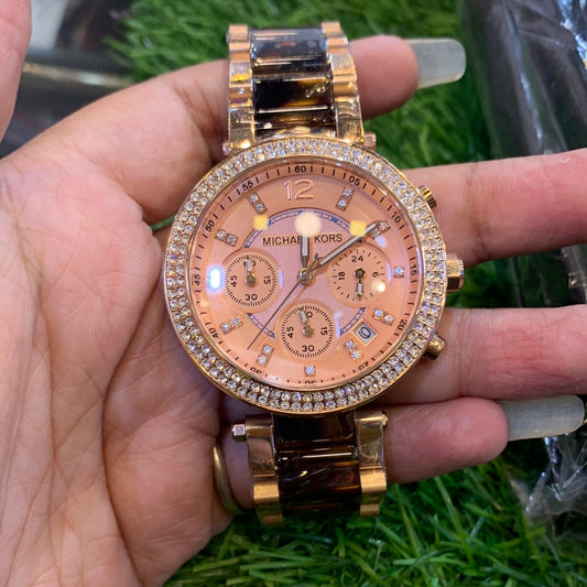 Cim Gold Brown Chain Orange Dial Ladies Watch 901341