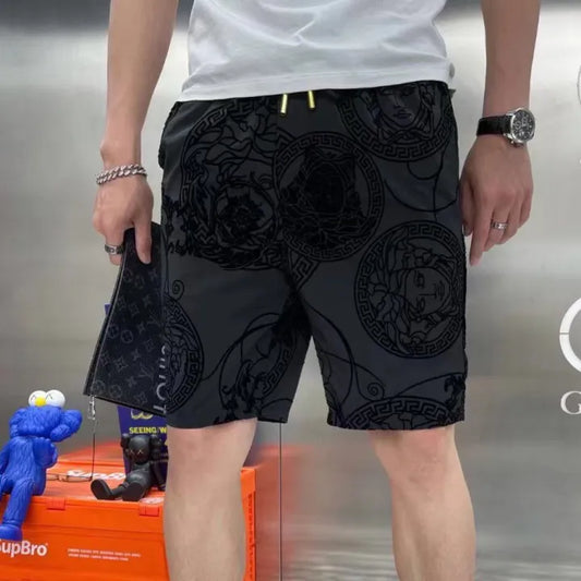 VER REV Black Colour With VER Print Imported Fabric Shorts 1105048