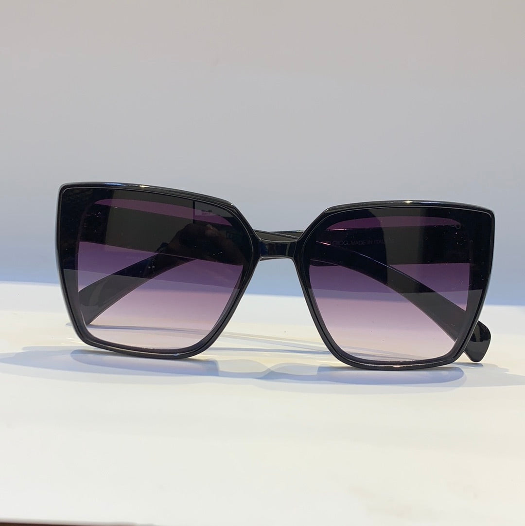 Mij Jim Glossy Black Frame Purple Shade Sunglass W900260 15-147