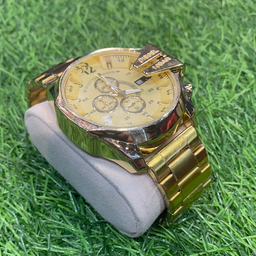 Gold Chain Gold Dial Watch For Men Japanese Machinery