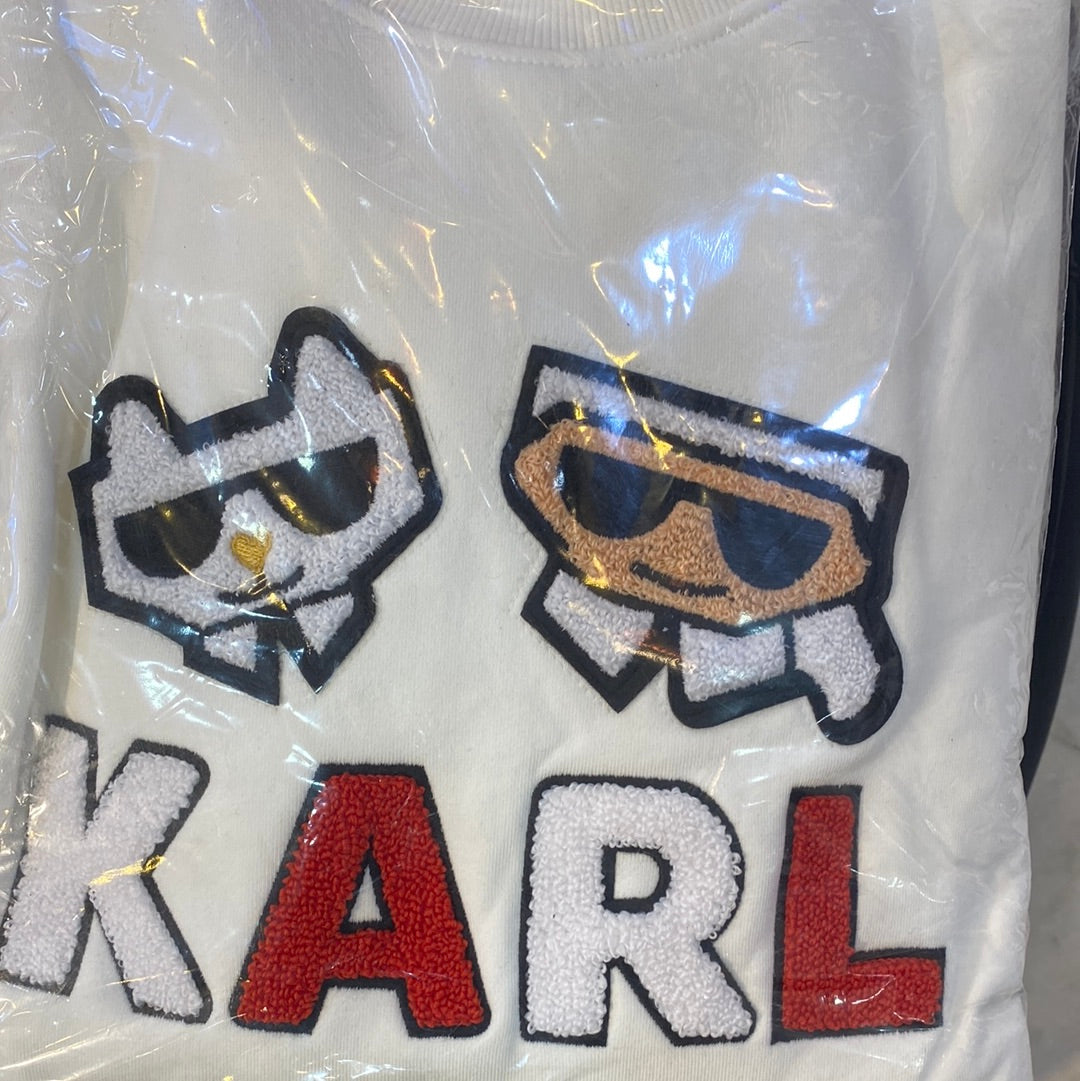 Kar Rak White Colour With Cartoon Embroidery Imported Sweatshirt 9183