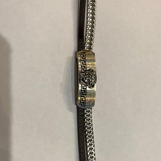 Ver Sliver Brown Colour Unique Logo Heavy Quality Bracelet 199812