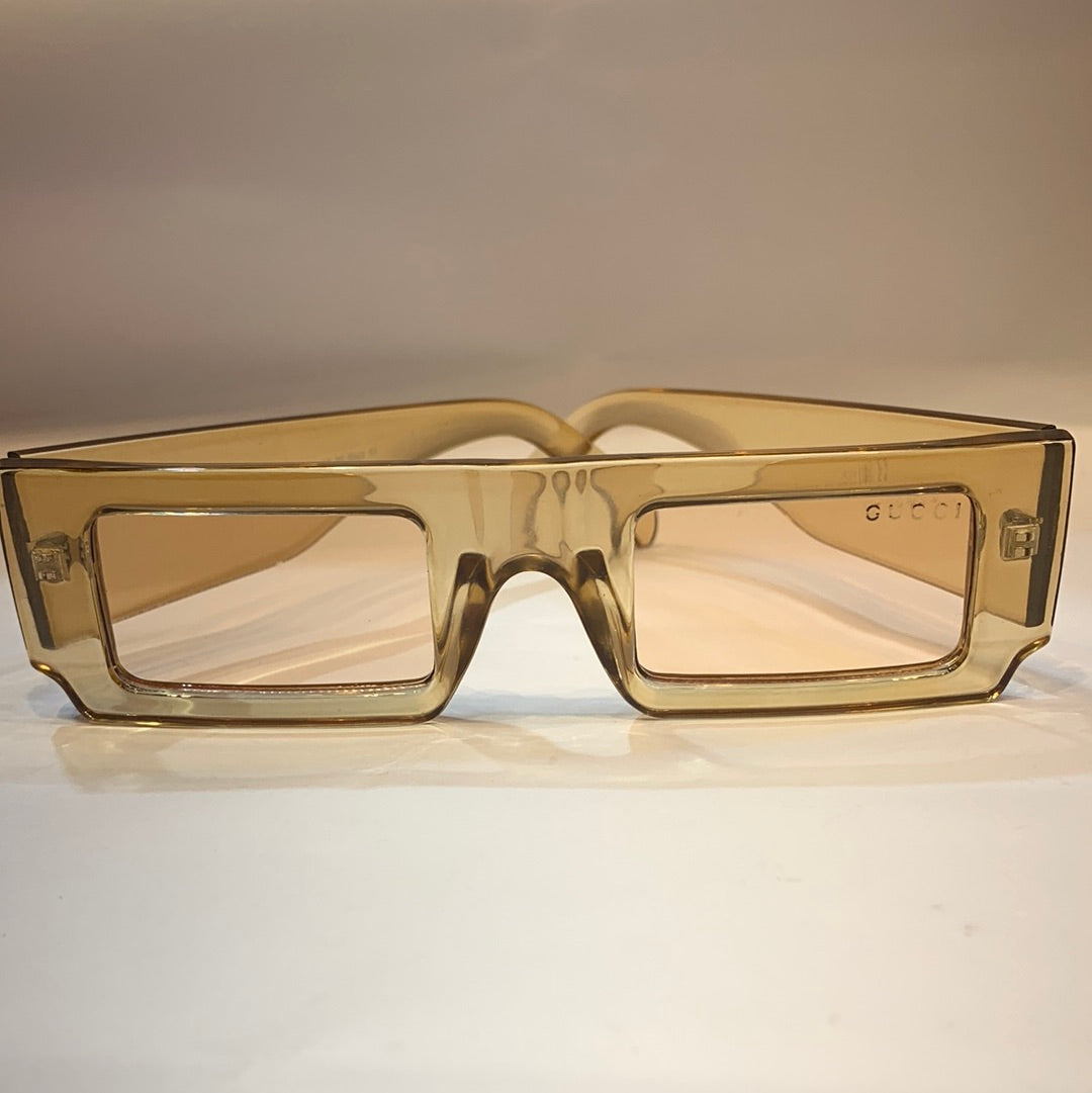 CUG Glossy Gold Print Frame Gold Shade Unisex Sunglass 86588 47 27 145