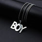 Sliver Boy Latter Pendant Necklace Chain 50300