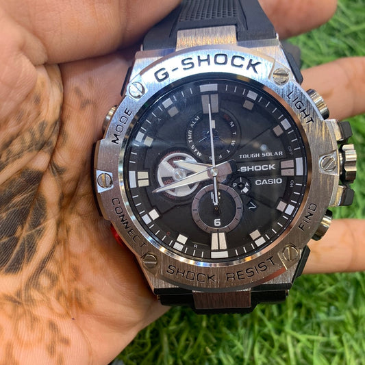 GSH Black strap silver ring dial Chrono working water resistant watch