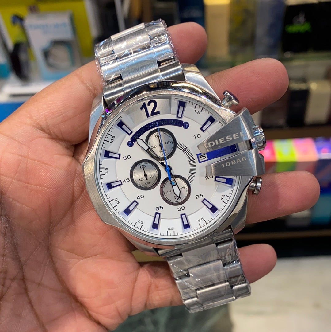 Eid Silver Chain White Dial Jap Machinery Heavy Men's Watch 401053