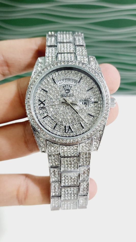 Lor Silver Diamond Day Date Men Watch  400791 on