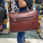 Maroon Colour Zipper Genuine Leather Laptop Bag 4203