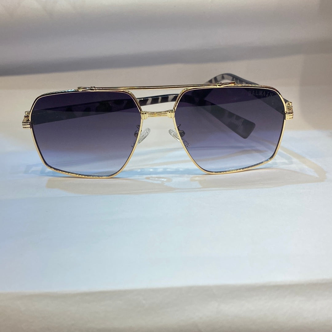 Lab Gold Leopard Print Frame Black Shade Sunglass 2A578 5616-140