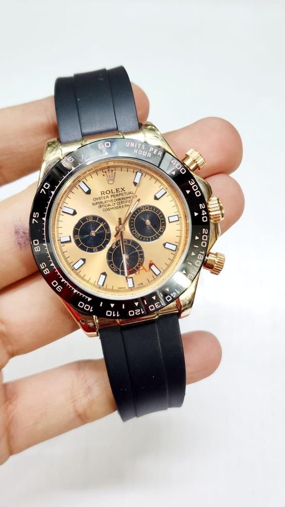 LOR Black Silicon Strap Yellow Dial Black Ring Automatic Men Watch