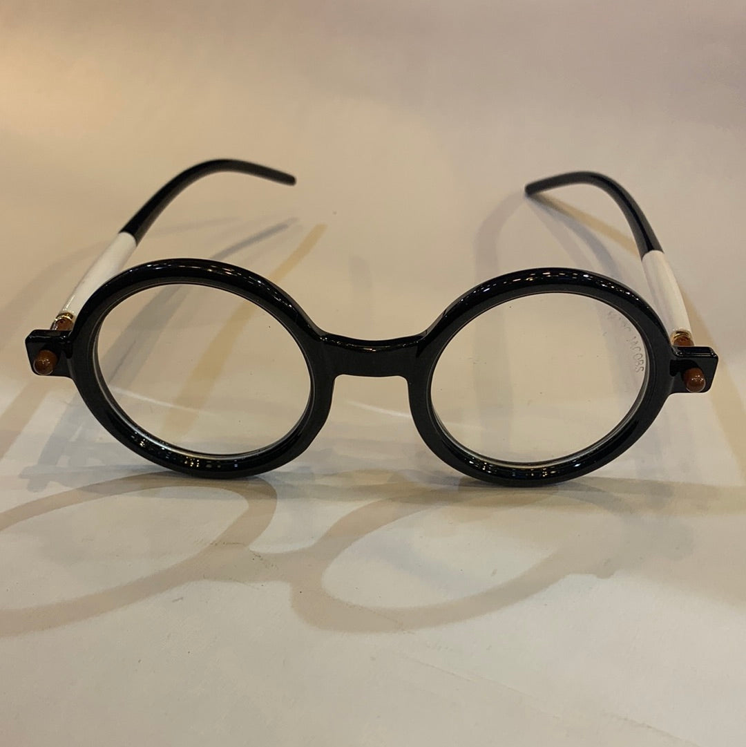 RAM black white frame transperent shade sunglass