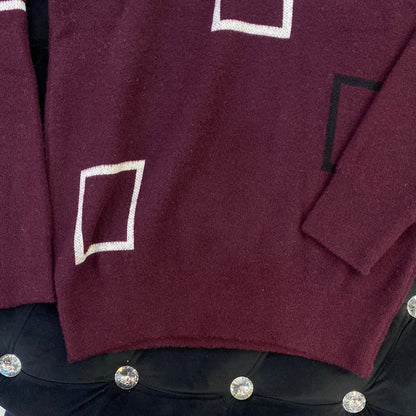 Purple ZR Soft Square Design Sweater for Men Unisex 9110