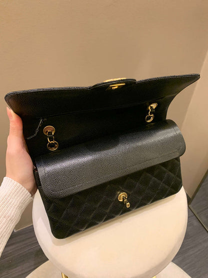 AHC Multi Classic Medium Double Flap Black Caviar