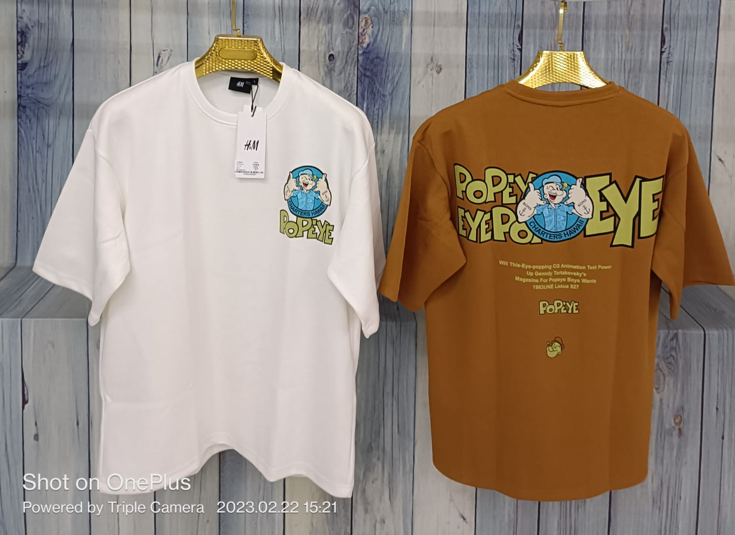 POPEYE Blue Colour With Back Print Drop Shoulder Lycra Fabric T Shirt 298127