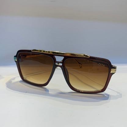 TID Brown Golden Frame Yellow Shade Unisex Sunglass
