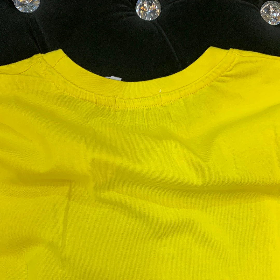 NEK Pairs Yellow Colour Gold  Print Half Sleeves TShirt