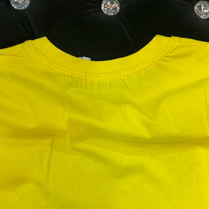 NEK Pairs Yellow Colour Gold  Print Half Sleeves TShirt