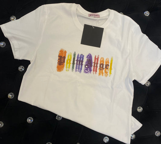 LAP White Colour With Multi Colour Lap Print Lycra Fabric TShirt 781401