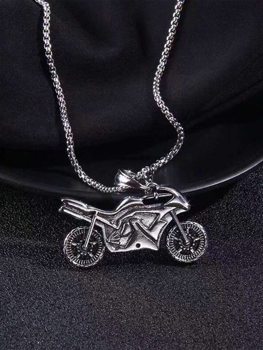 Sliver Motorcycle Pendant Necklace Chain 50281