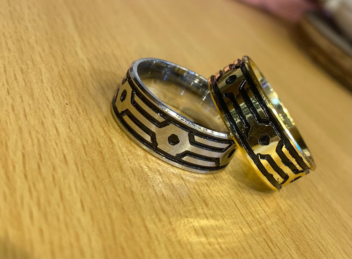 Gold Sliver Black Stainless Steel Circle Rhodium Plated Premium Quality Men’s Ring 50243