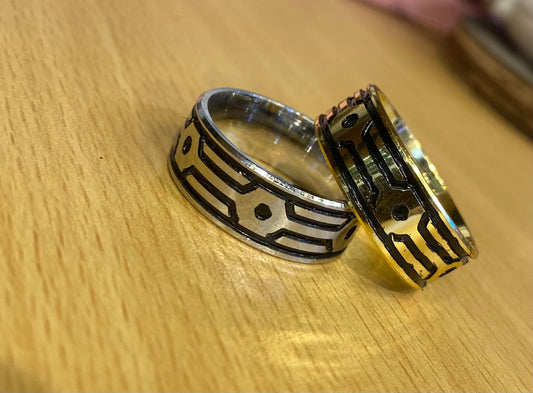 Gold Sliver Black Stainless Steel Circle Rhodium Plated Premium Quality Men’s Ring 50243