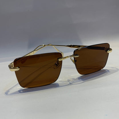 May yam glossy gold Frame brown Shade Unisex Sunglass  Z304 59 17-145