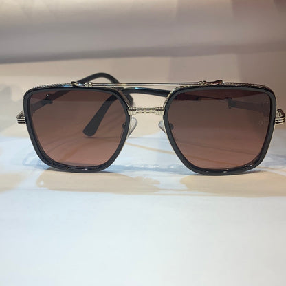 LAB Sliver Frame Brown Shade Unisex Branded Sunglasses H5592 C4 57 15-140