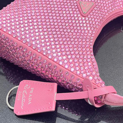 ARP PRA Pink Colour Satin Mini Bag With Artificial Crystal In Pink Ladies Hand Bag 2268