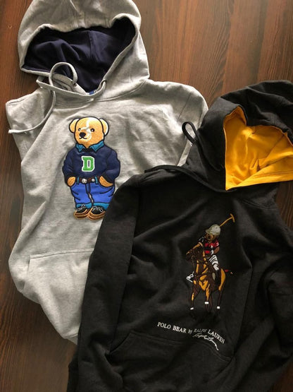 RL LOP POL Teal Colour Hoodie Teddy Bear Man Unisex  9152